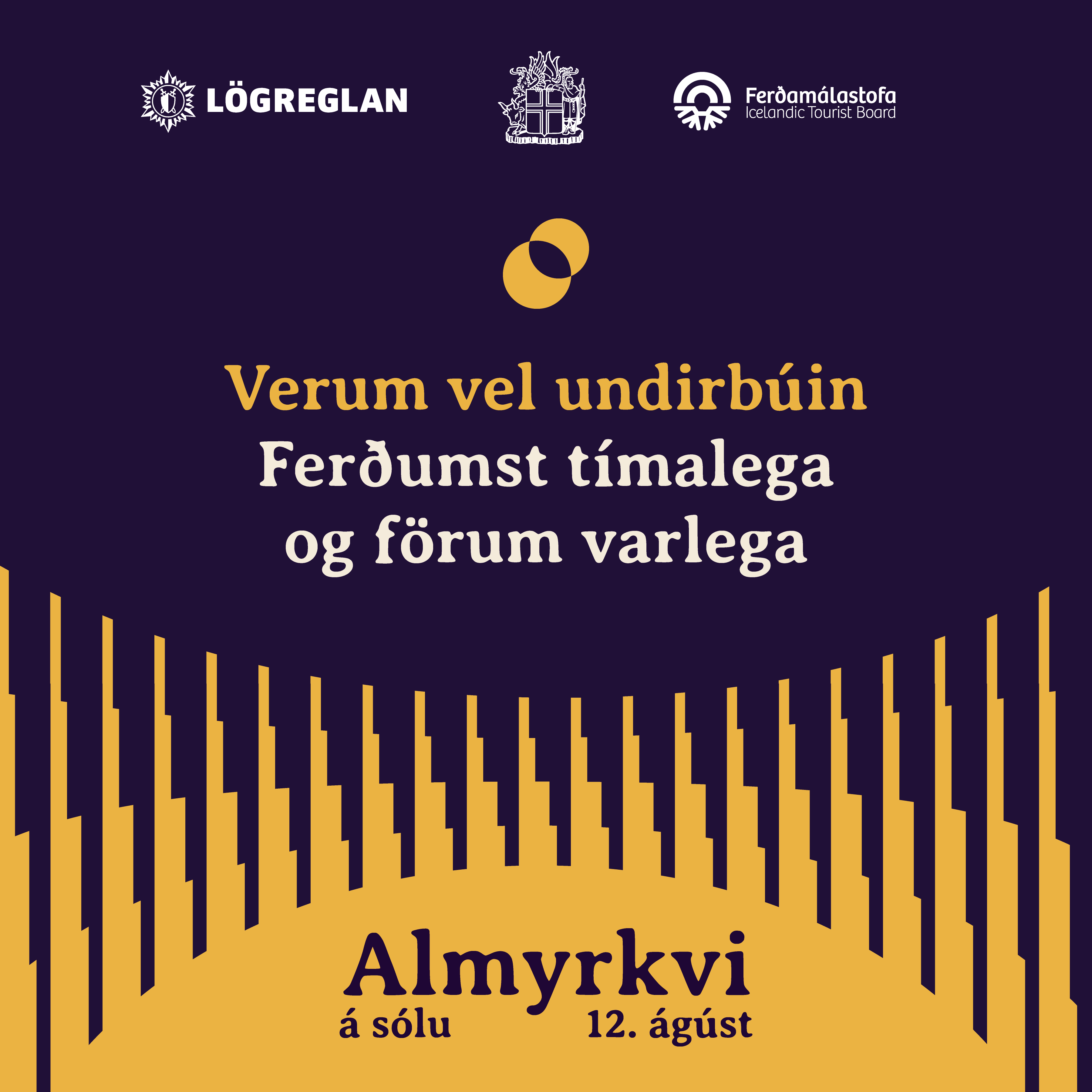 Opinberar upplýsingar stjórnvalda um almyrkvann 12. ágúst 2026