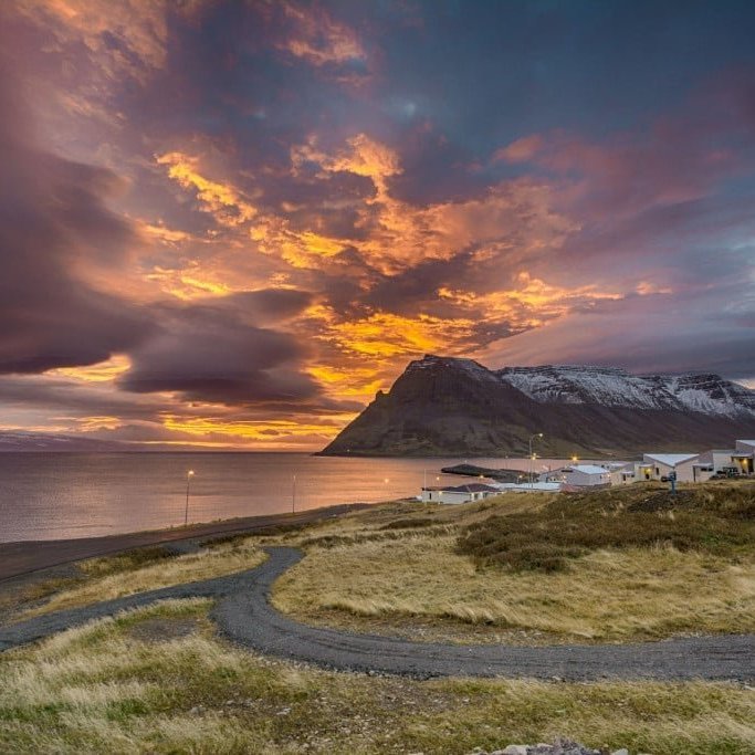 sunset colours over Bolungarvík