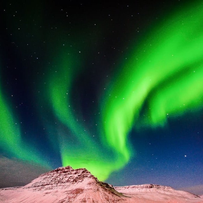 The northern lights above Bolungarvík