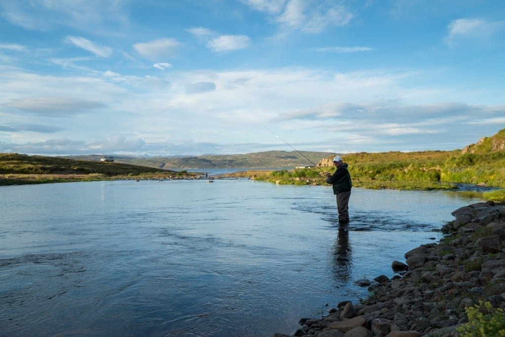 Trout fishing in one of the many rivers in Strandir region