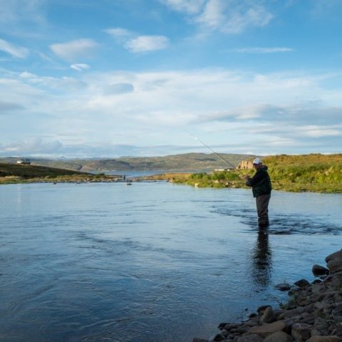 Trout fishing in one of the many rivers in Strandir region